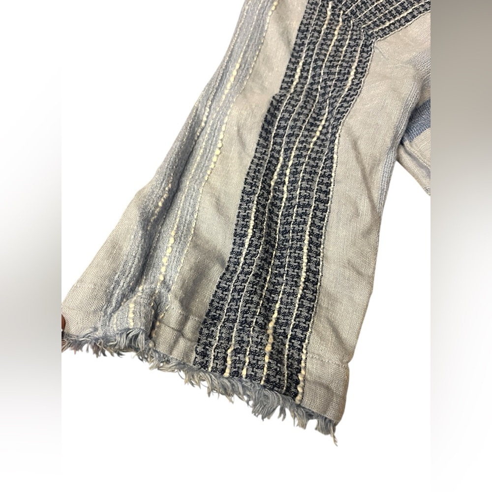 Anthropologie Cloth and Stone Linen Bella Dahl 3/4 sleeve Frayed Hem Top Sz M - Picture 4 of 9